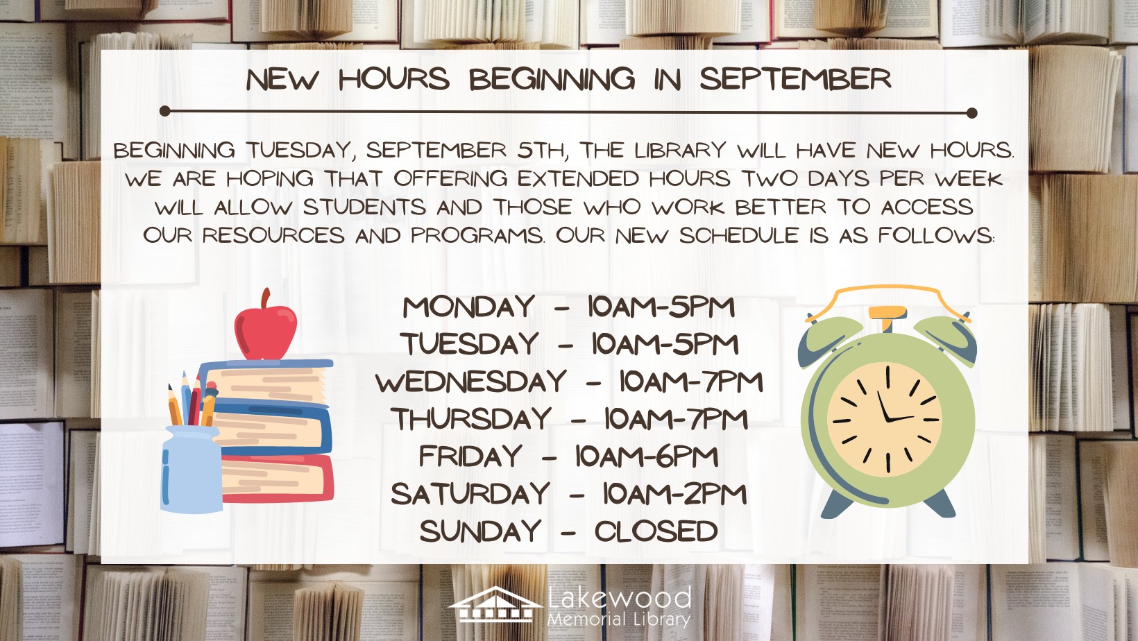 New Library Hours